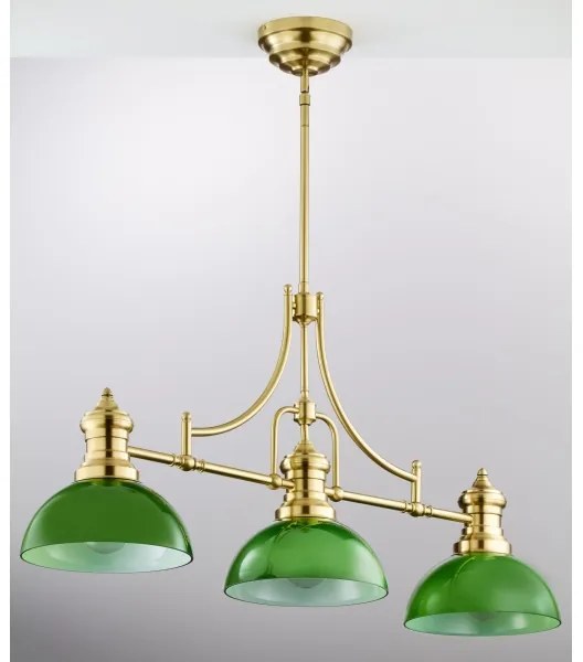 Lustră cu tijă PLATINO Jupiter 2074, 3xE27/15W/230V, verde/auriu