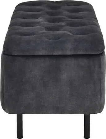 Bancheta cu spatiu de depozitare Catifea Gri, EN VOGUE 120cm