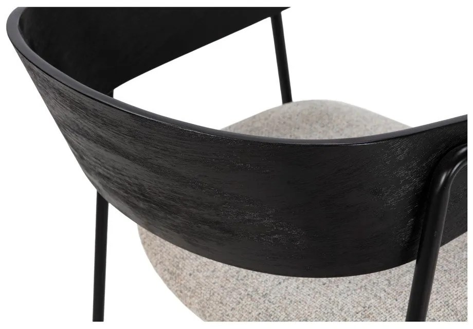 Set de scaune de sufragerie negru/bej cu cotiere 2 buc. tapițat Cora – MOME