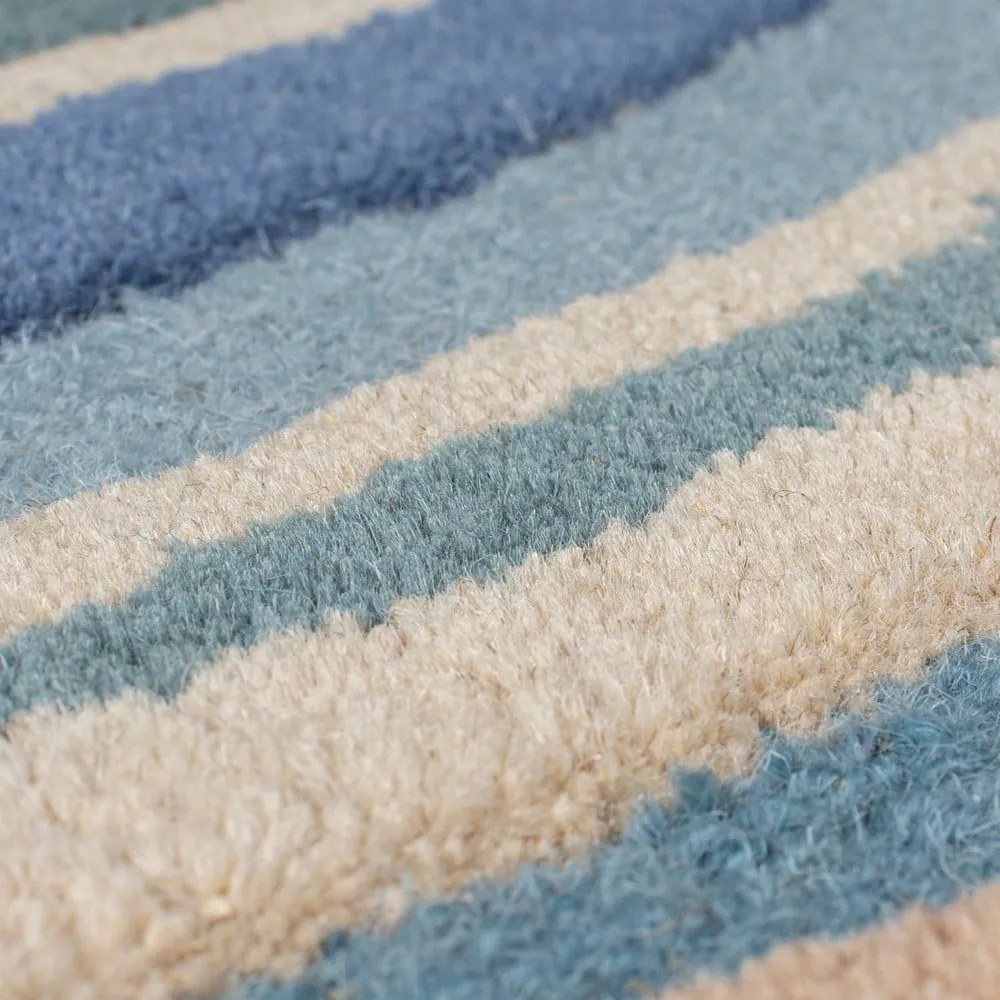 Covor albastru țesut manual din lână 200x290 cm Abstract Flow – Flair Rugs