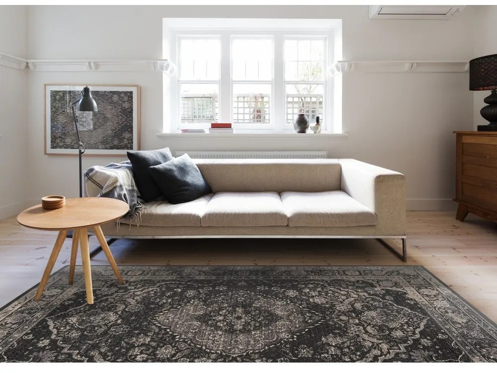 Covor gri închis din lână 100x180 cm Zana – Agnella