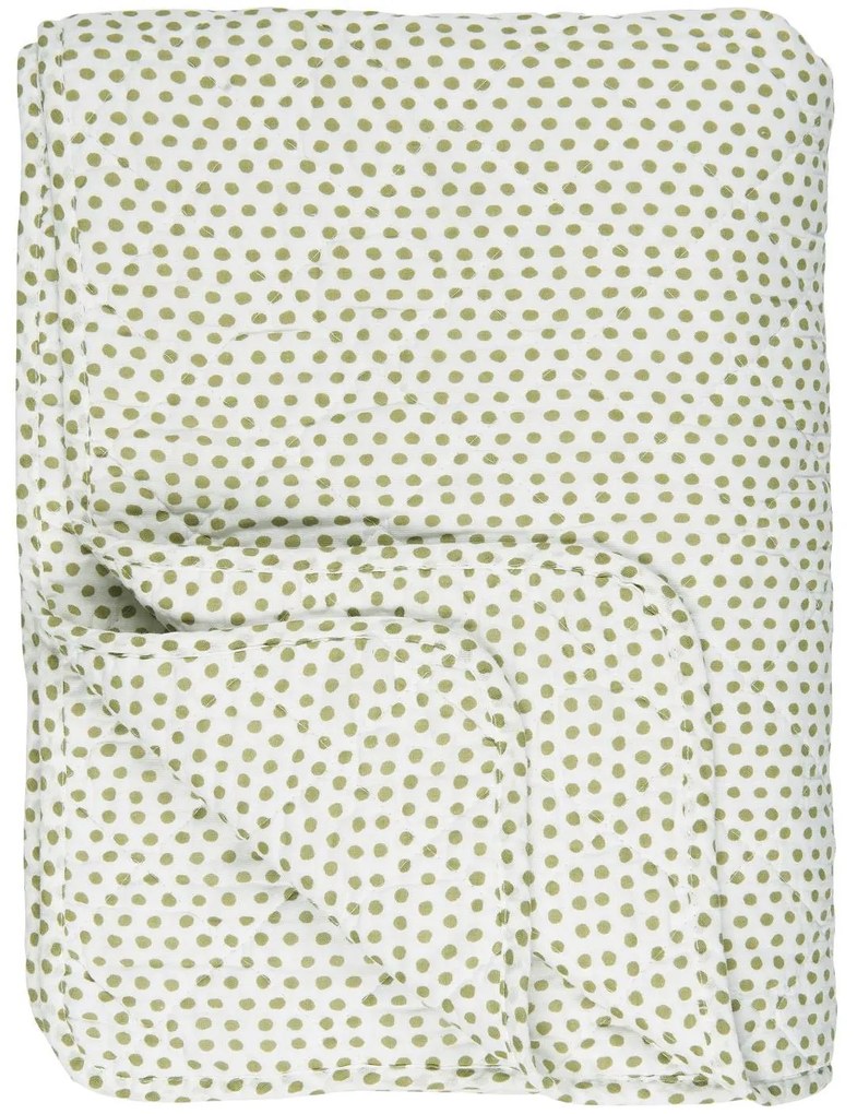 IB Laursen Patura din bumbac Culoare alb-verde, DOTS 180x130 cm