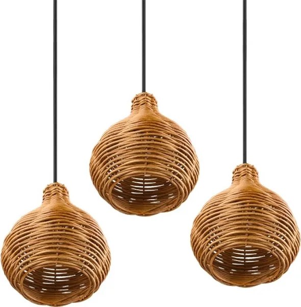 Reality - Lustră suspendată pe cablu SPROUT 3xE14/40W/230V maro/ratan