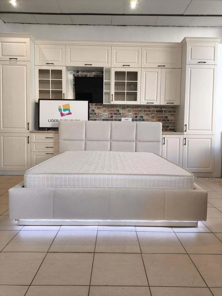 PAT TAPITAT TINA 2 CREM DESCHIS  160/200CM  fara saltea CU LED