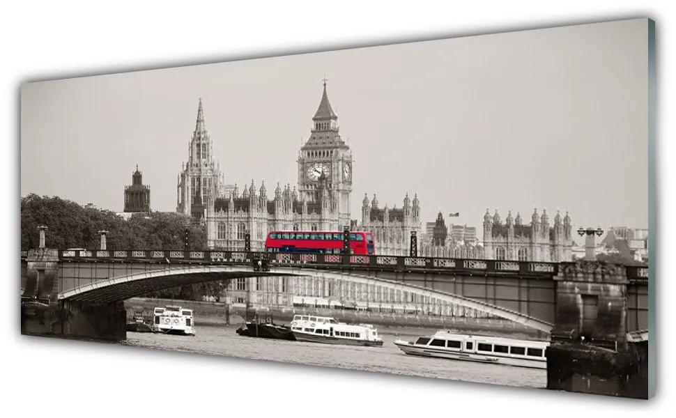 Tablou pe sticla Brucker autobuz urban Arhitectura Gri Roșu