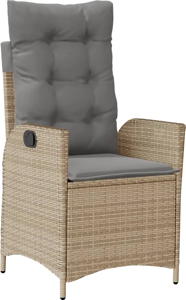 vidaXL Scaun de grădină rabatabil cu perne, bej combinat, poliratan