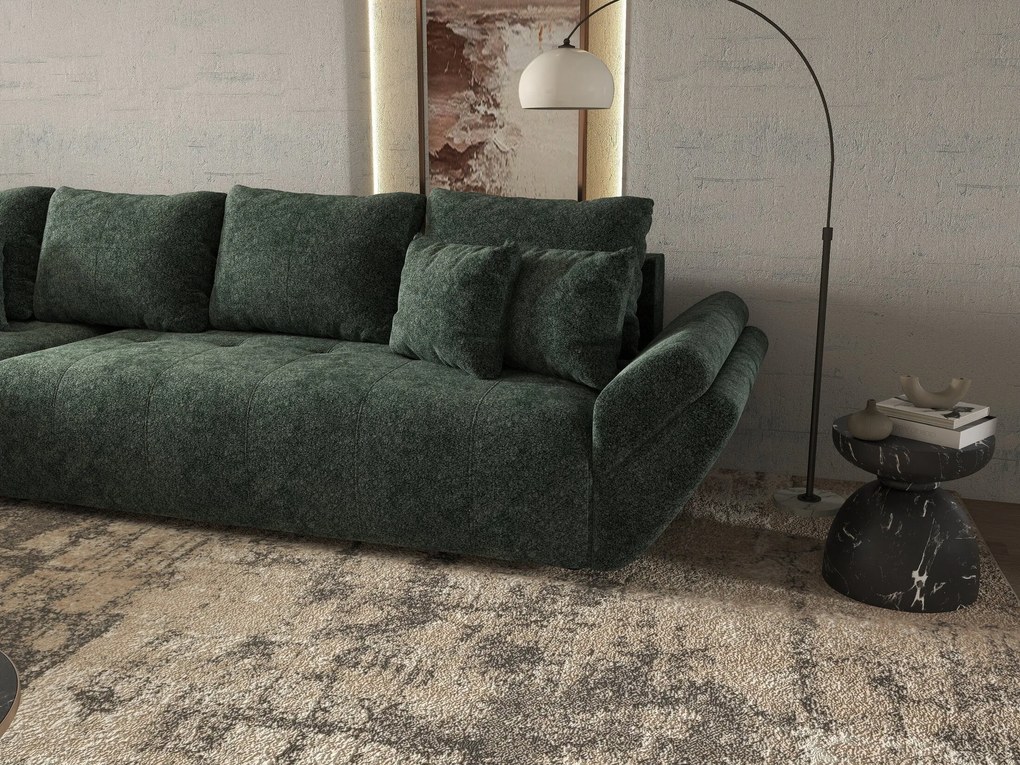 Colțar extensibil dumonde cu ladă de depozitare si sezut confortabil din spuma high-density, Berlin XL Euphoria Green 350x185 cm