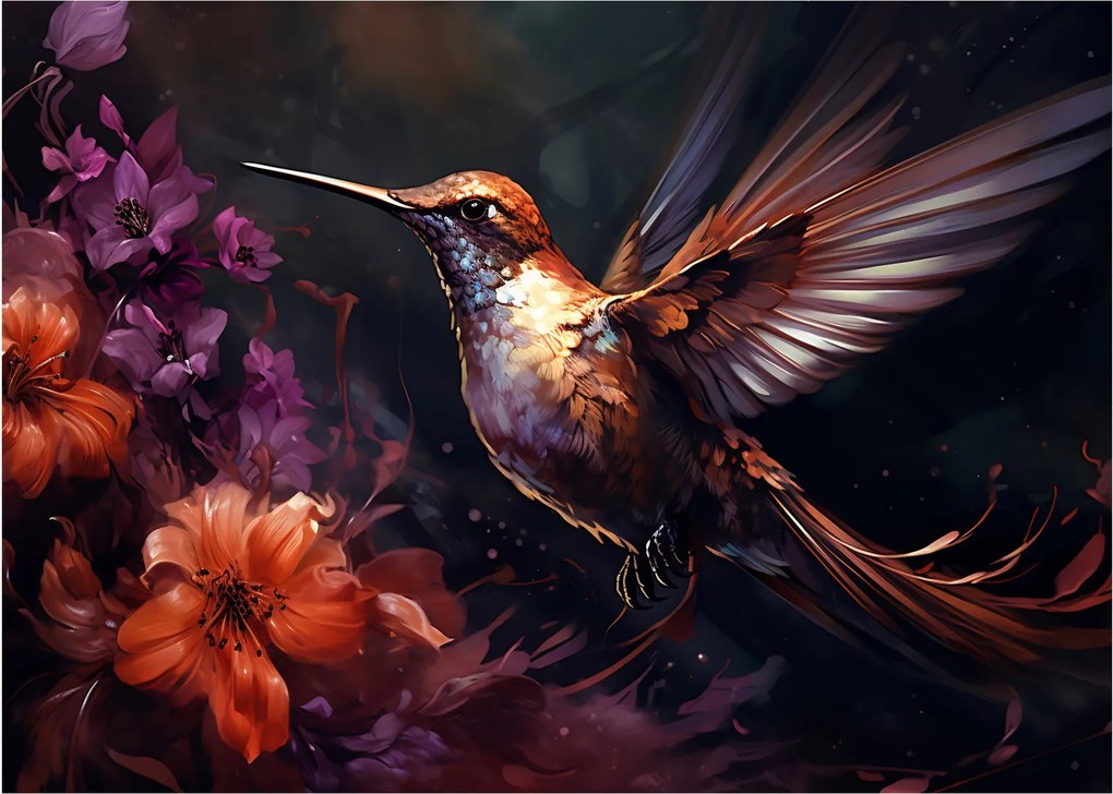 Tablou pe sticlă - Colibri (70x50 cm)