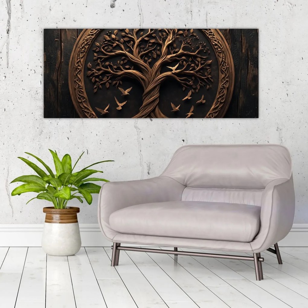 Tablou – Arborele vieții din lemn (120x50 cm)