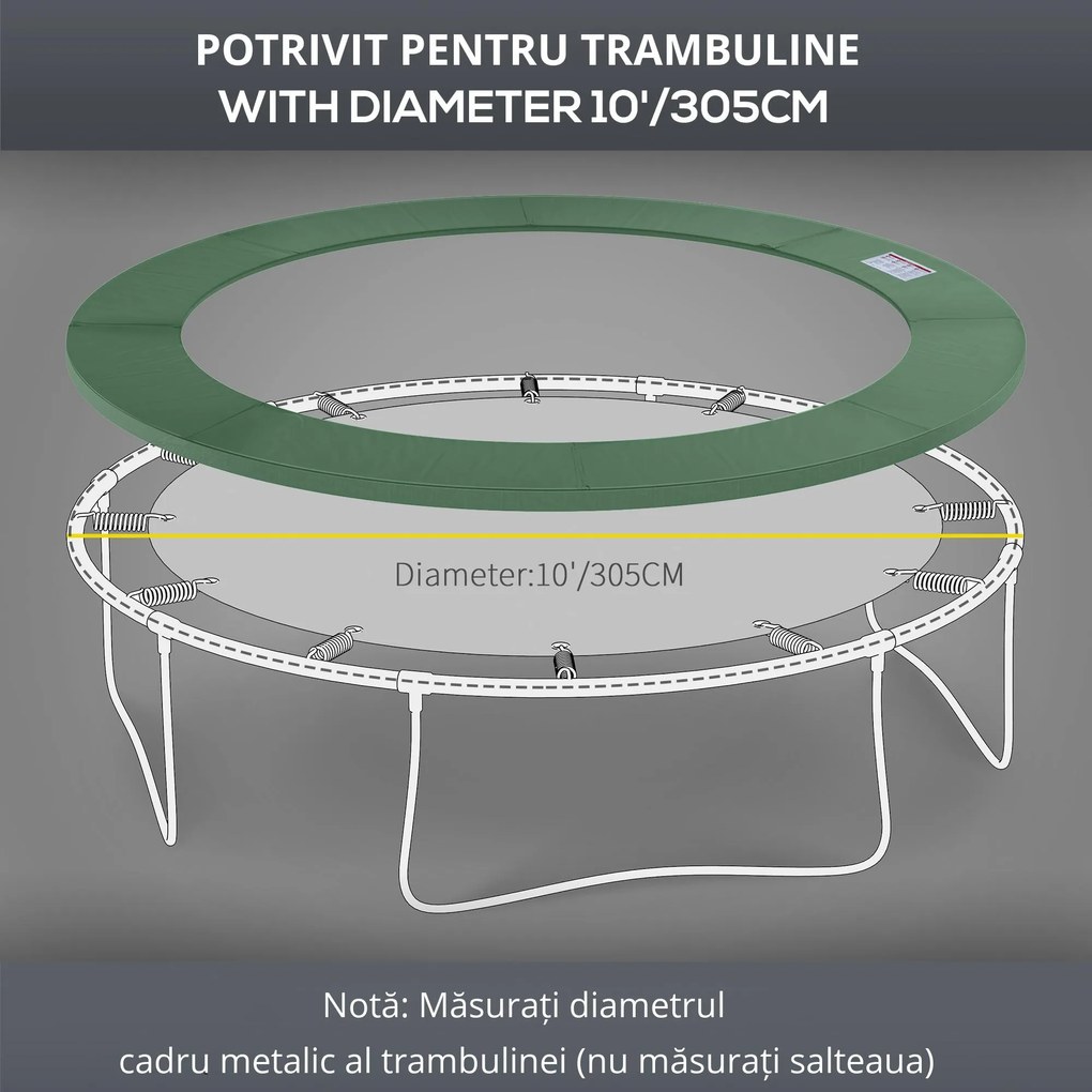 HOMCOM Husă pentru Trambulină, Pliabilă și Portabilă, de Grădină din Plastic, Ø305x1,5 cm, Verde | Aosom Romania