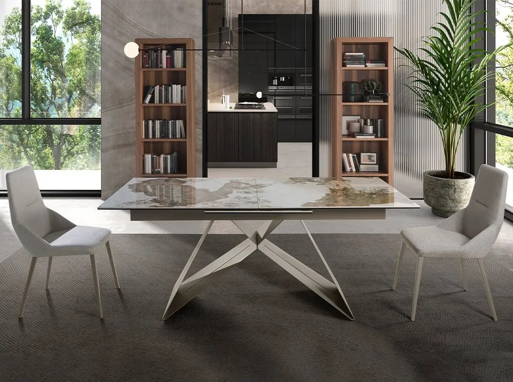 Masa extensibila deosebita design LUX Porcelain Marble 180-240cm