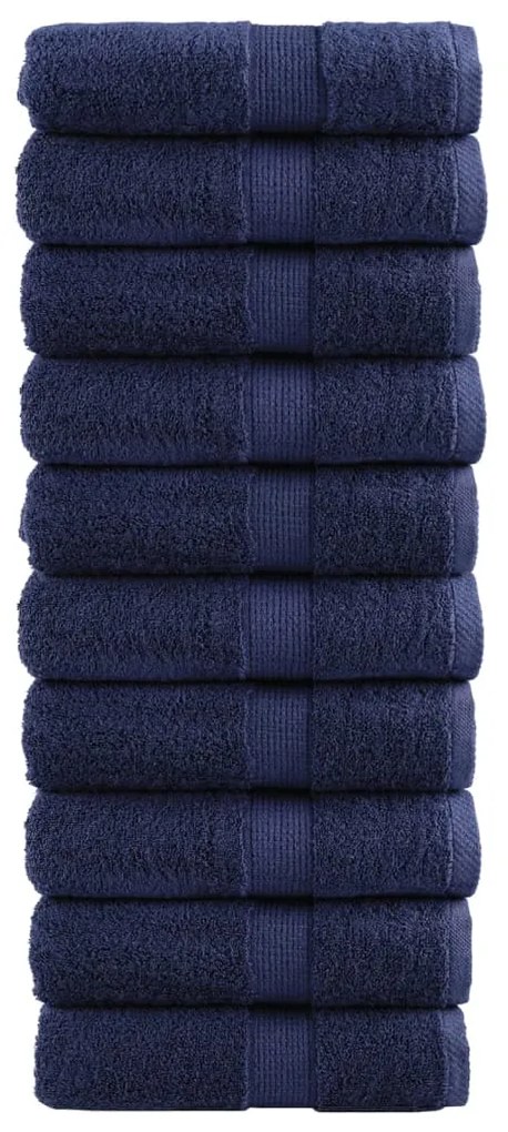 vidaXL Prosoape de baie premium SOLUND, 10 buc., bleumarin, 30 x 30 cm, 600 g/m²