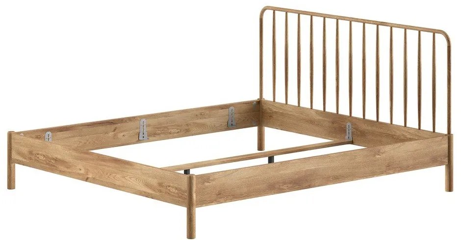 Pat matrimonial în culoare naturală din lemn de stejar fără somieră 180x200 cm Olive Spindle – Vipack