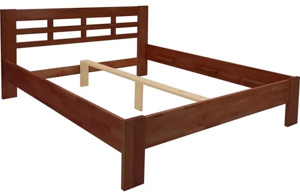 Pat dublu din lemn masiv ANGELA 180x200 cm nuc închis