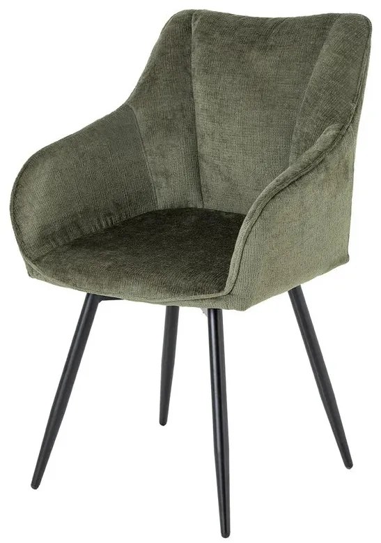 Set de 2 scaune pivotante, Metal Negru, Chenille Verde, AVIGNON A-46472 VC
