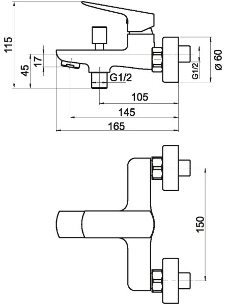 Baterie de cadă Novaservis NOBLESS EGO crom lucios