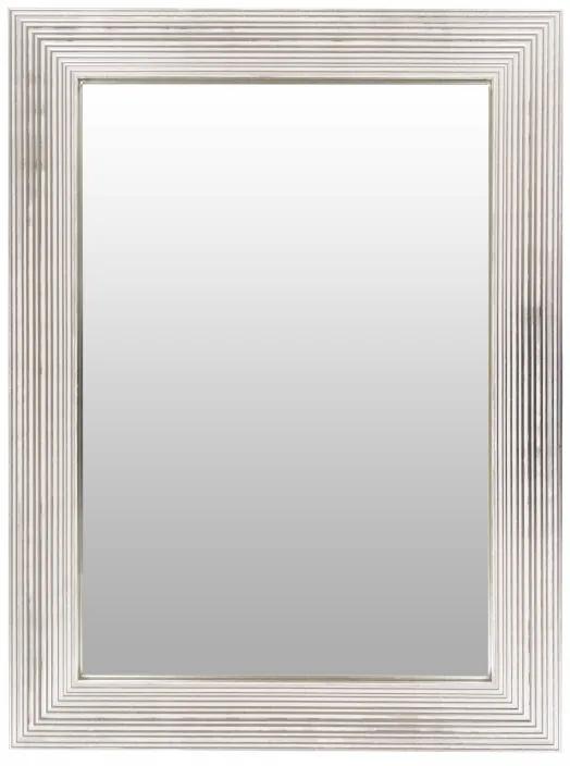 Oglinda dreptunghiulara cu rama din polistiren alba/argintie Harper, 79cm (L) x 59cm (L) x 1,8cm (H)