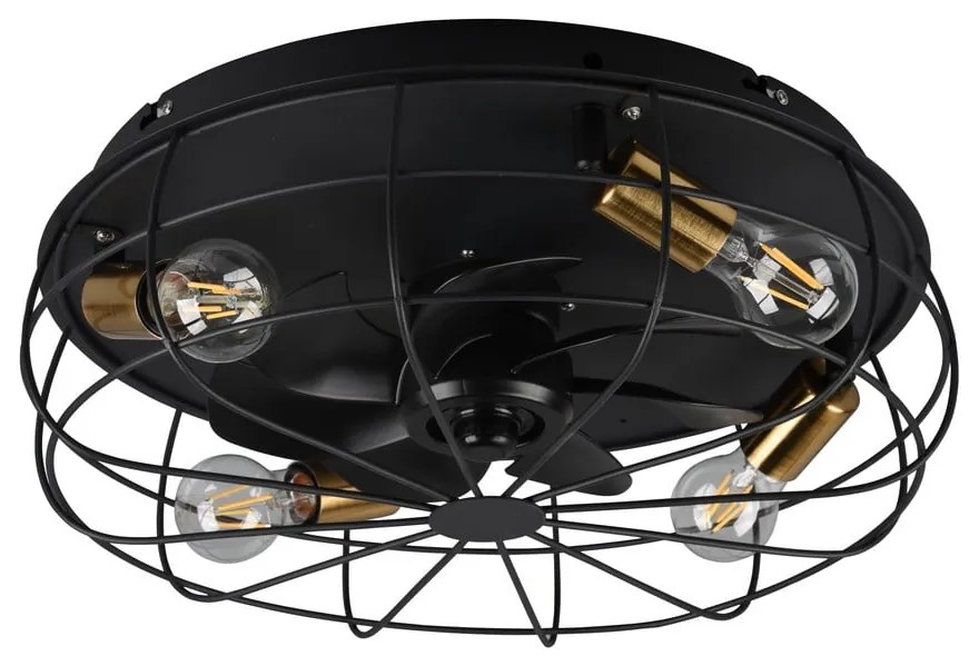 Plafonieră negru-mat cu control prin telecomandă, cu ventilator Trondheim – Reality