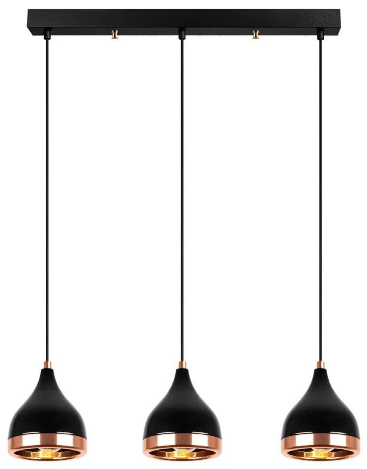 Lustră neagră/arămie cu abajur din metal Yildo – Opviq lights