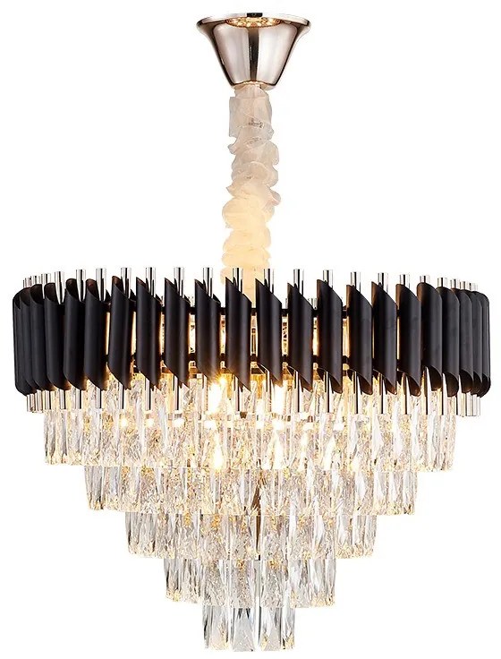 Candelabru Cristal, Raven 50cm Negru cu Auriu
