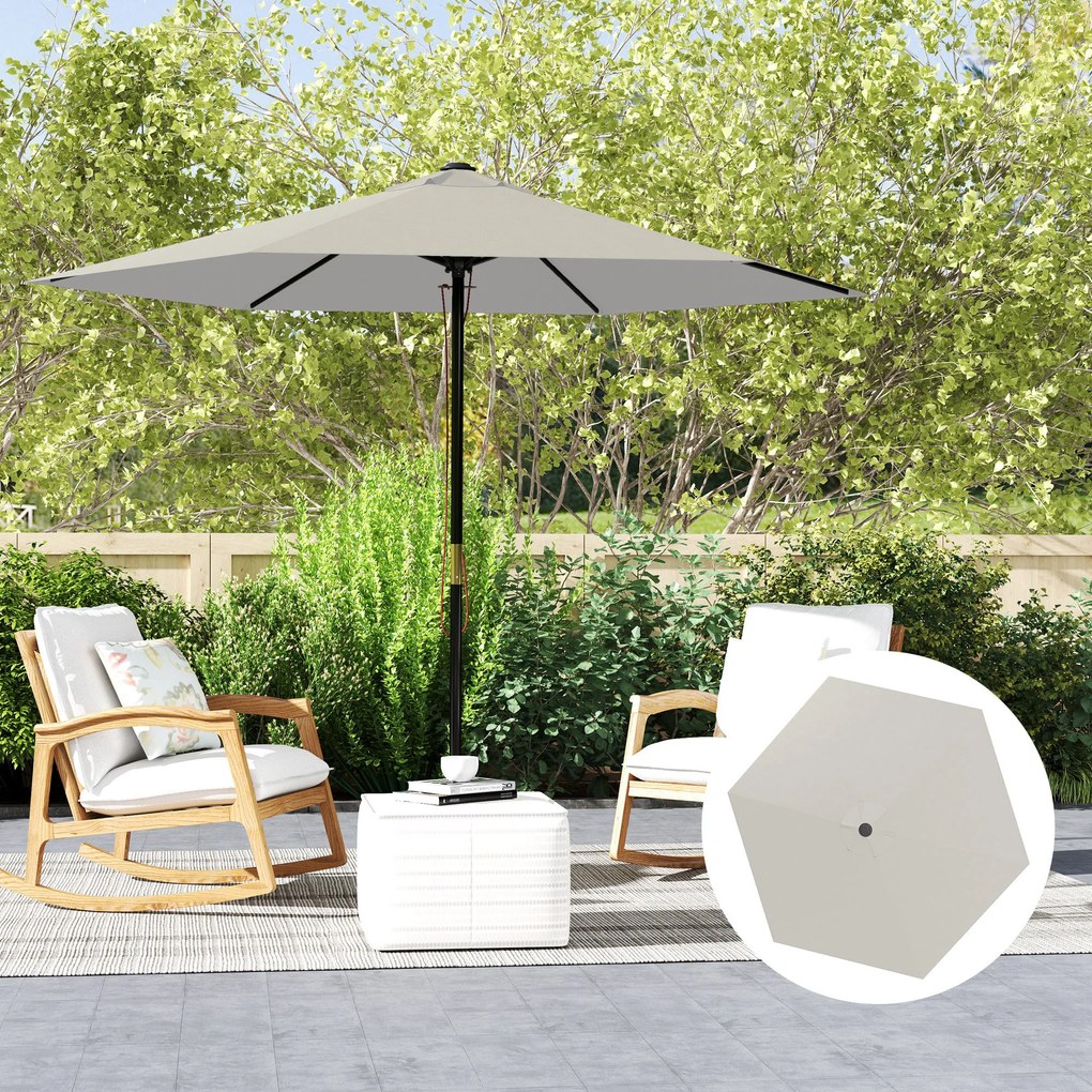 Outsunny Înveliș de Schimb pentru Umbrelă cu Orificii de Aerisire, Ø300 cm, Alb Crem | Aosom Romania