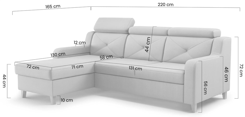 Colțar extensibil Laksaro pe stânga - catifea verde Trinity 28