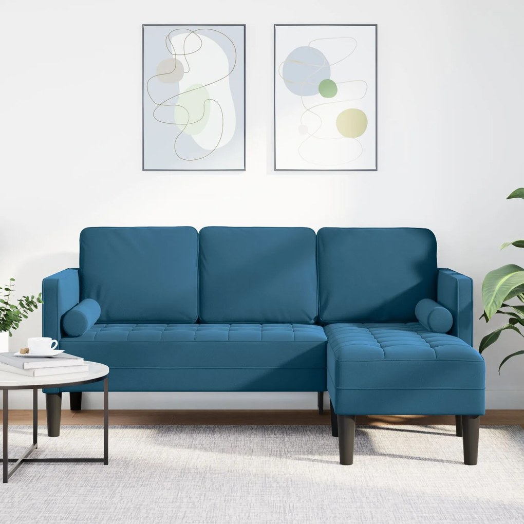 vidaXL Set de canapea 2 pcs albastru 173 x 131 x 67 cm Catifea