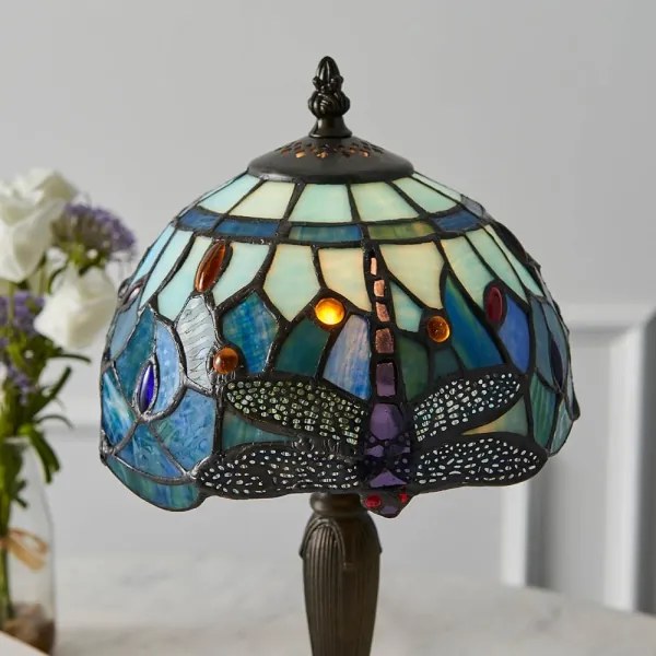 Endon 64088 - Lampă de masă Tiffany DRAGONFLY 1xE14/40W/230V Ø 20 cm