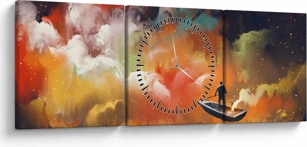 Tablou - Om navigând prin spațiu (cu ceas) (90x30 cm)