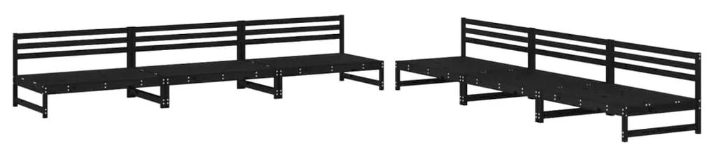 3186610 vidaXL Set mobilier relexare grădină, 6 piese, negru, lemn masiv pin