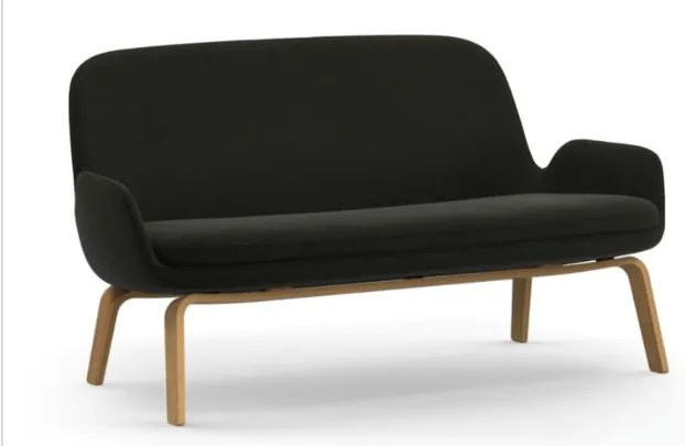 Canapea din lana neagra cu picioare lemn stejar 61134 Era Normann Copenhagen