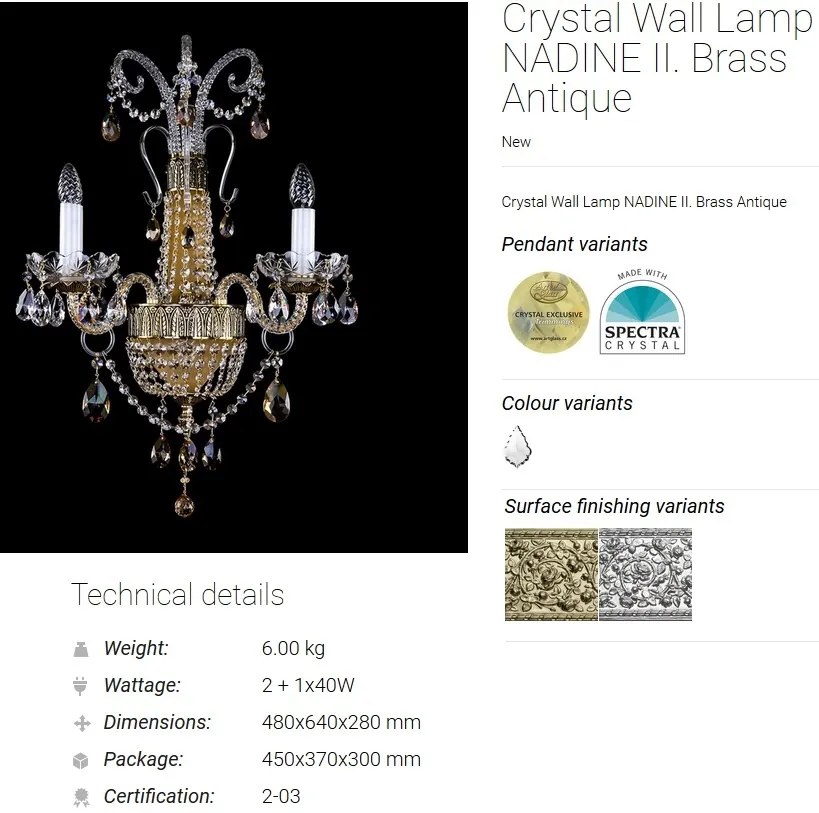 Aplica eleganta, design LUX Cristal Bohemia Exclusive NADINE II. CE