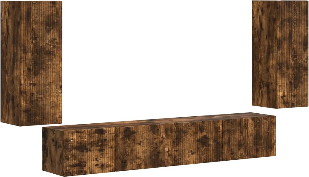 vidaXL Set comodă TV 4 pcs Stejar fumuriu Lemn compozit