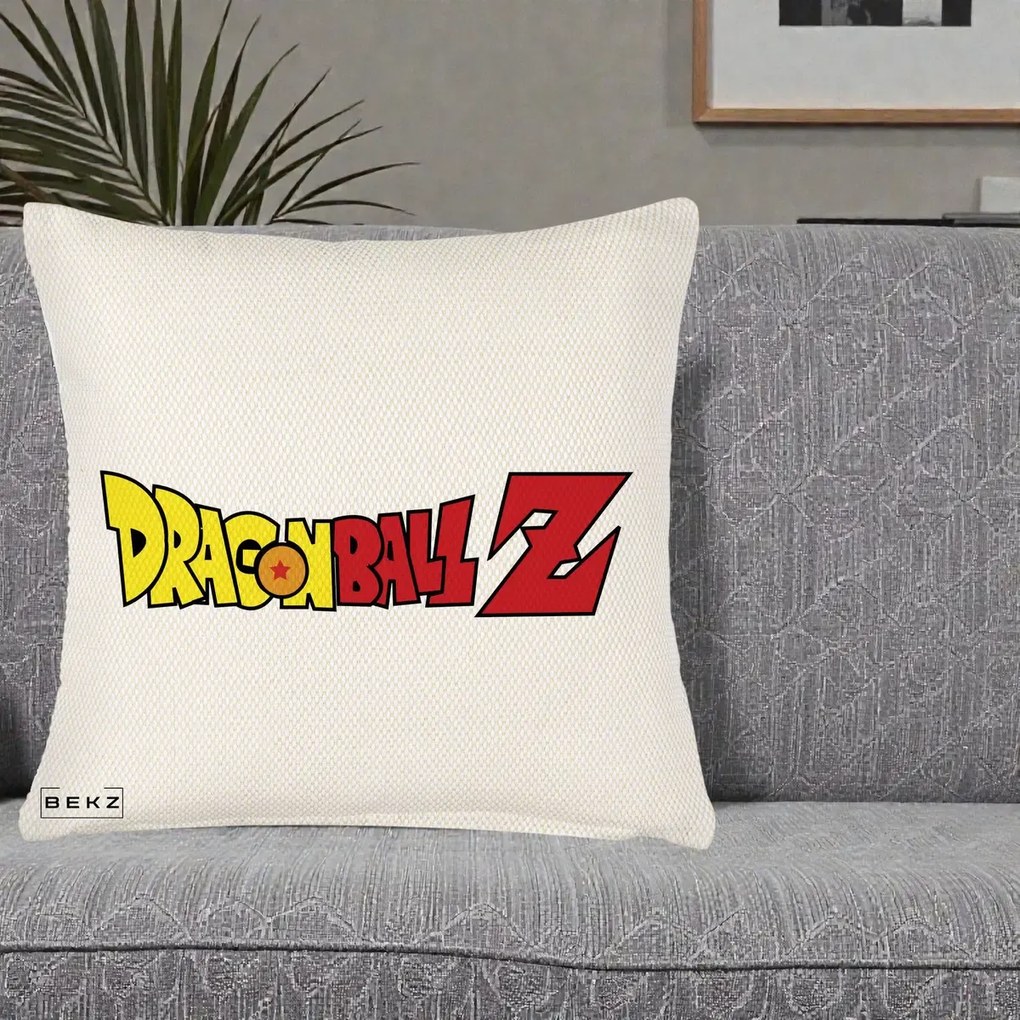 Perna Personalizata Dragon Ball Z Clasic, 40x40 cm, Crem Reliefat, Husa Detasabila, Perna Inclusa, BEKZ®