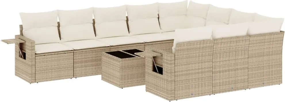 vidaXL Set canapele de grădină cu perne, 11 piese, bej, poliratan