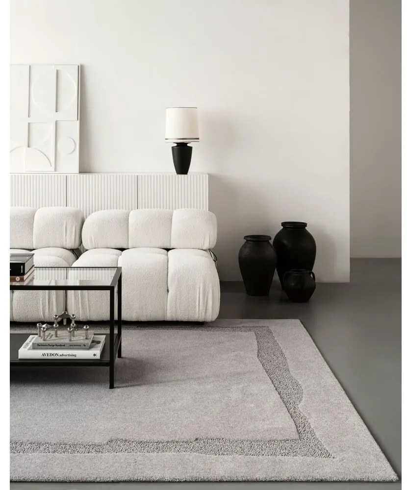 Covor gri din lână 160x230 cm Morphic Rocca – Agnella