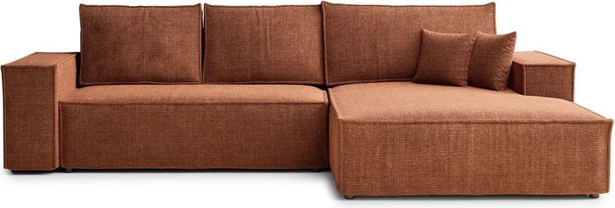 Colțar arămiu extensibil/cu spațiu de depozitare cu tapițerie din chenille (cu colț pe partea dreaptă/cu șezlong) Maze – Maison de Rêve