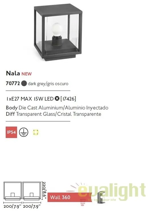 Lampa moderna tip piedestal, mini-stalp de exterior NALA 70772