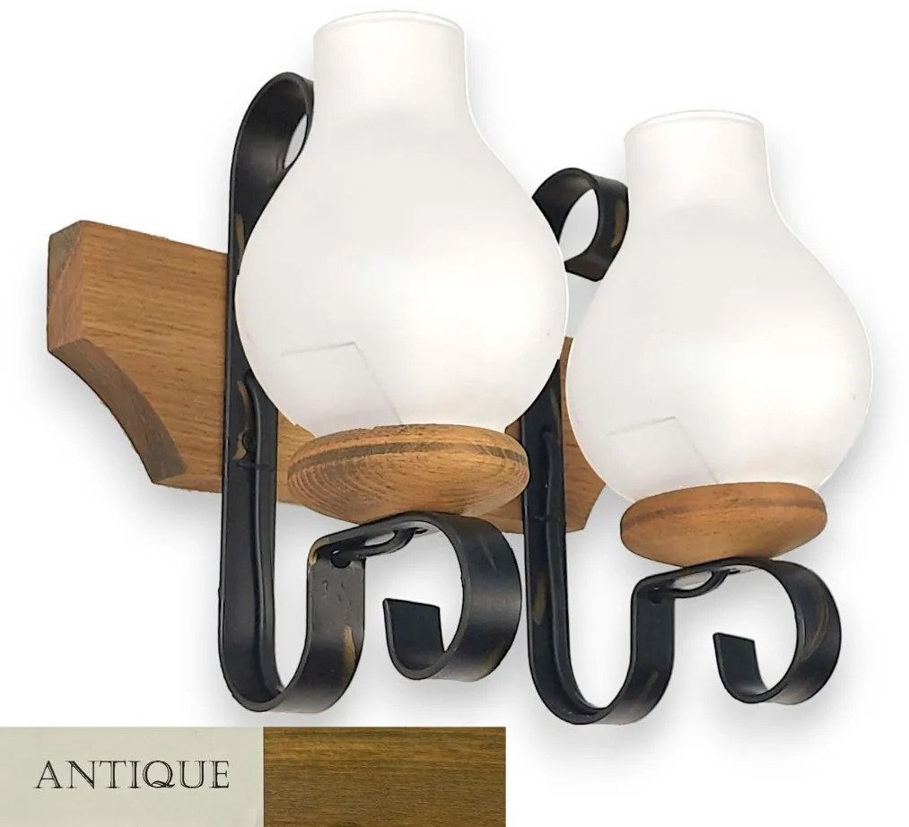 Aplica de perete rustica fabricata manual din lemn Vela WOOD-VE-AP2