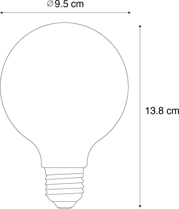 Set de 5 Becuri LED E27 cu Filament Clar G95 3.8W 806 lm 3000K