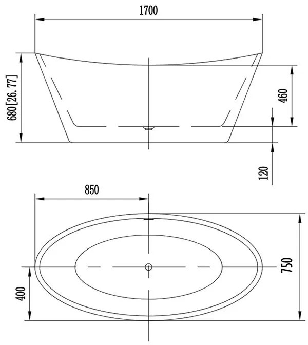 Cada freestanding Florida, Selena P 170, ovala, cu instalatie completa, alb