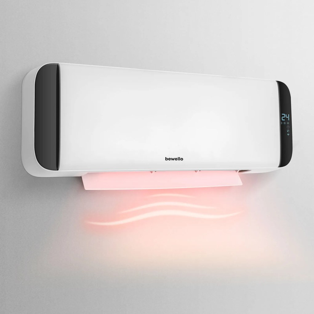 Radiator de perete - 1000 2000W - display LED - 230V - alb - Bewello