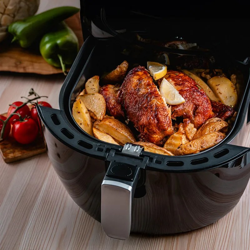 La mâna a doua: Friteuza cu aer cald Oliver Voltz OV51980F, 1800W, 7.7 L, 8 programe, Timer, Negru