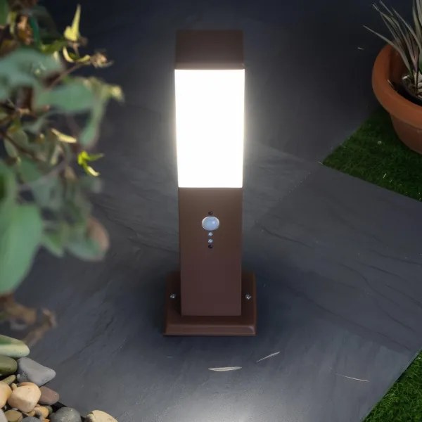 Brilagi - Lampă de exterior cu senzor NOVA, 1 x E27, 15 W, 230 V, 40 cm, IP44, maro