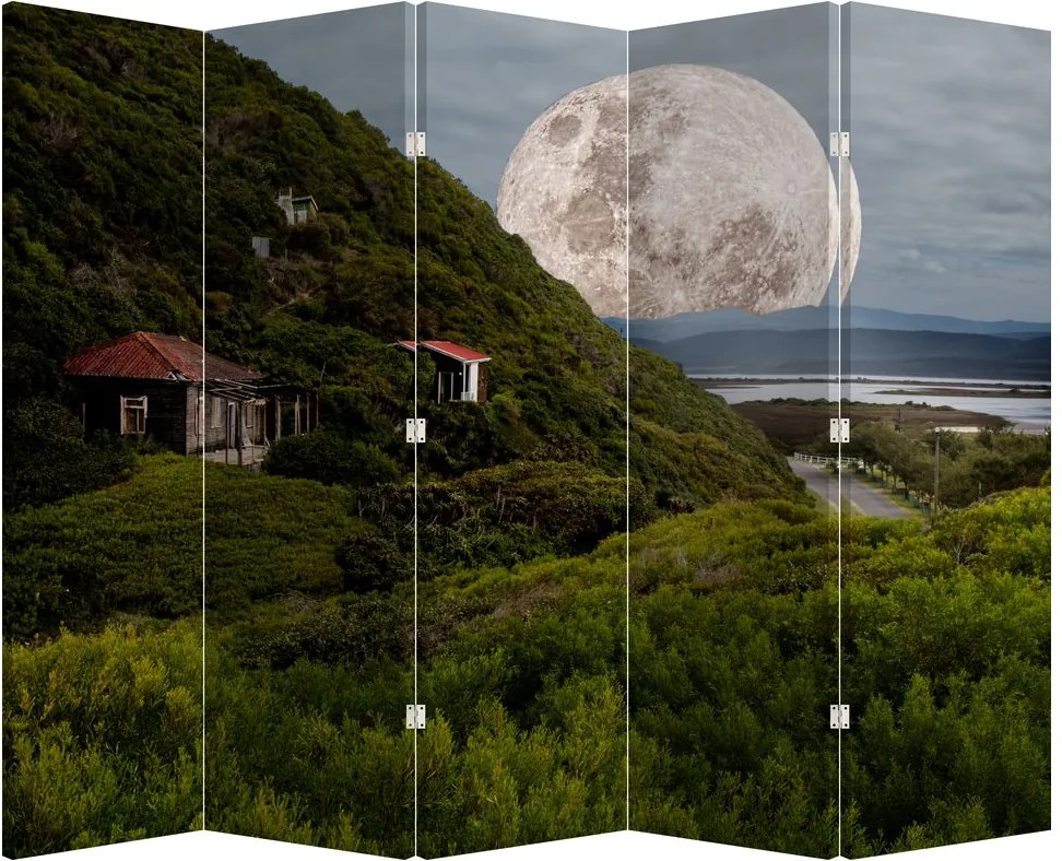 Paravan - Peisaj cu luna (210x170 cm)
