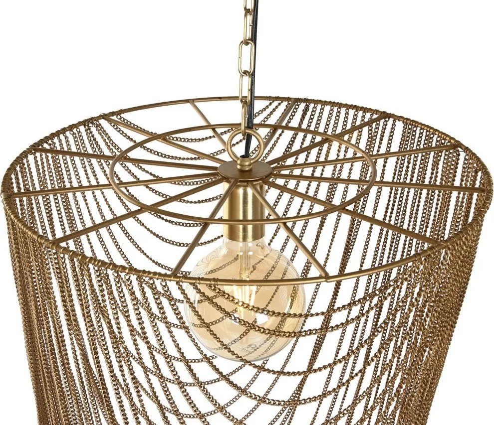 Lustră suspendată din metal, auriu, cu lanțuri, finisaj antichizat, 98 x 46 cm, „Vernon”