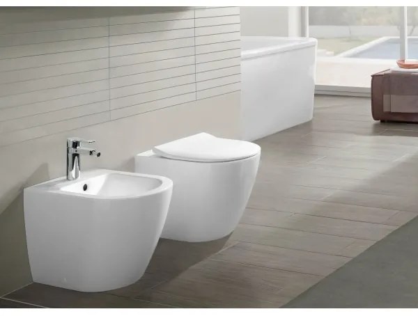 Capac WC slim, Villeroy&amp;Boch Subway 2.0, cu inchidere lenta, Alb Alpin, 9M78S101