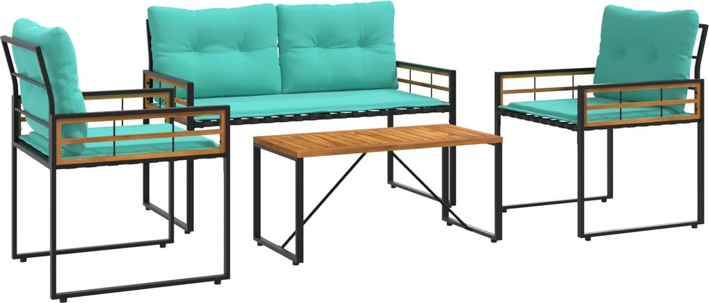 vidaXL Set de Mobilier pentru Exterior cu pernă 4 pcs Turcoaz