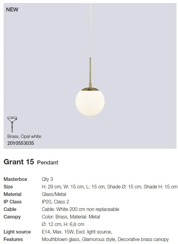 Lustra, Pendul design nordic Grant 15 2010553035 NL