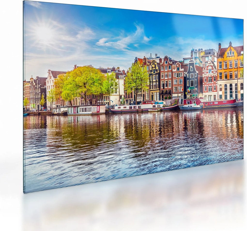Tablou pe sticlă - Case dansatoare, Amsterdam (70x50 cm)